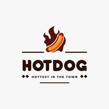 Hotdog and fire vintage emblem hipster logoのイラスト素材