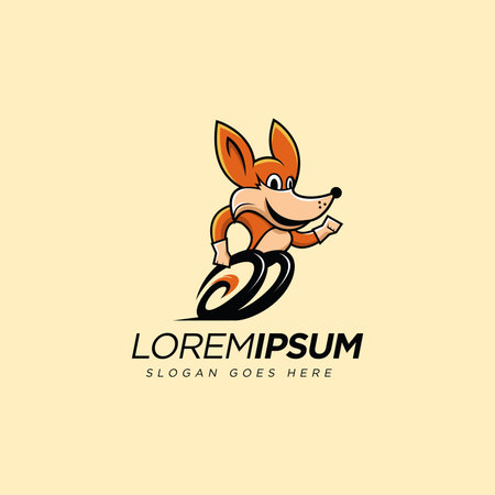 Mascot cartoon running coyote logo icon vector illustration on light backgroundのイラスト素材
