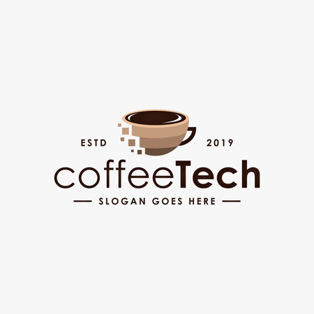 digital coffee logo vector inspiration, coffee technologyのイラスト素材