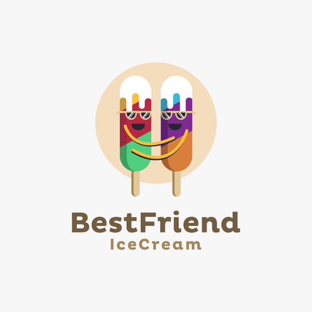 Fun best friend ice cream logo icon vector template on white backgroundのイラスト素材