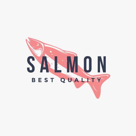 Vintage Salmon fish logo icon vector template on white backgroundのイラスト素材