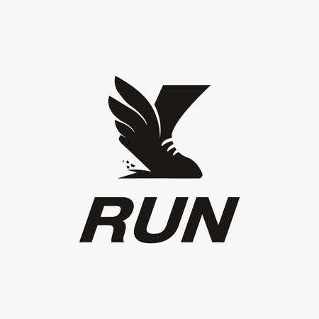 Sneaker sport shoe wing logo, fast running logo icon vector template on white backgroundのイラスト素材