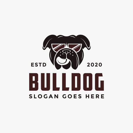 Vintage retro glasses bulldog logo vector icon illustration on white backgroundのイラスト素材