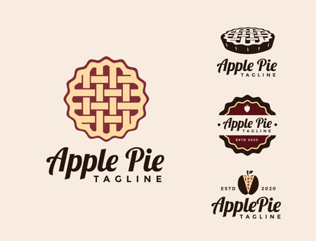 Set of Vintage retro emblem seal badge apple pie logo vector templateのイラスト素材