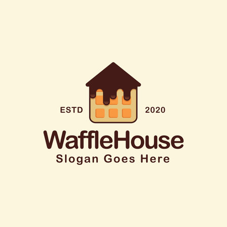 Waffle with basic house shape cartoon logo vector on light backgroundのイラスト素材