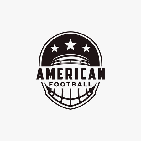 Badge patch emblem American football sport logo with football helmet vector on white backgroundのイラスト素材