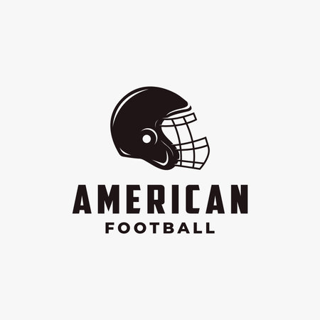 American football sport logo with football helmet icon vector on white backgroundのイラスト素材