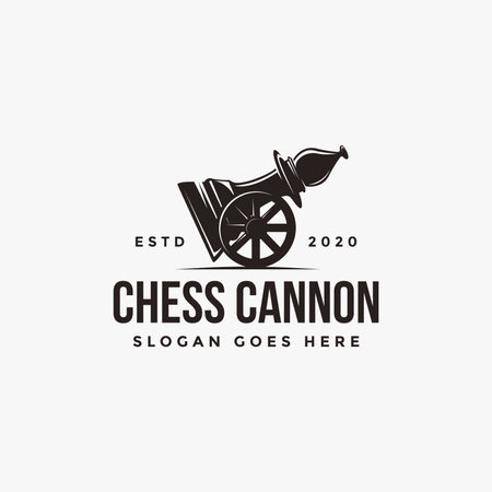 Vintage classic badge emblem chess club, chess tournament, cannon bishop logo vector icon on white backgroundのイラスト素材