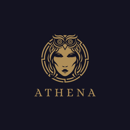 Head of Athena Goddess logo vector illustration on dark backgroundのイラスト素材