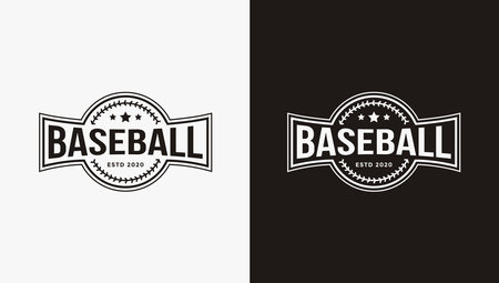 Black and white badge emblem of baseball logo vector illustrationのイラスト素材