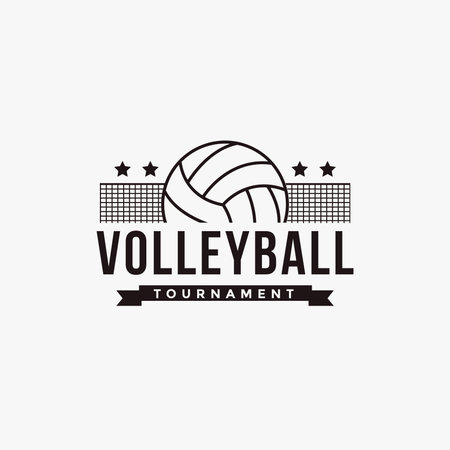 Vintage volley club, tournament, volleyball logo icon vector on white backgroundのイラスト素材