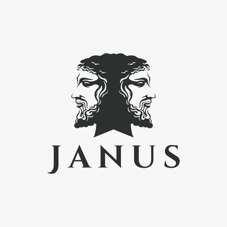 Ancient vintage Greek Janus God logo vector on white backgroundのイラスト素材
