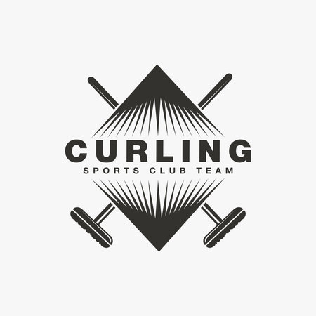 Curling logo sport vector with crossed curling brooms conceptのイラスト素材