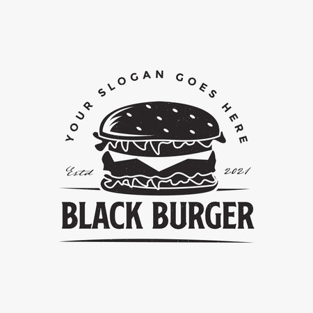 Vintage retro hipster black hamburger burger logo vector template on white backgroundのイラスト素材