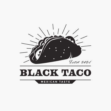 Vintage retro hipster Taco logo design vector illustration, mexican culinary food logo designのイラスト素材