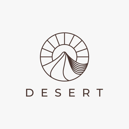 Abstract simple desert logo with lineart style on white backgroundのイラスト素材
