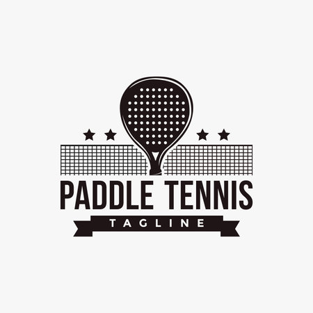 Vintage Paddle Tennis logo icon vector on white backgroundのイラスト素材