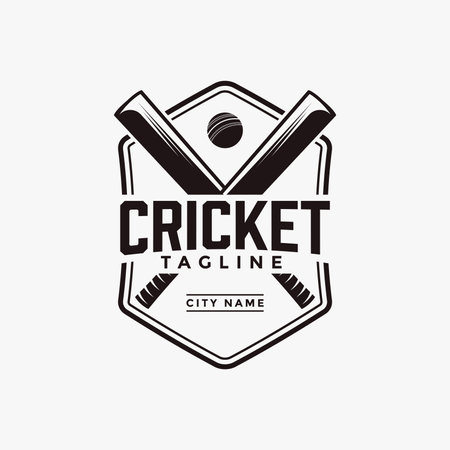 Vintage Cricket logo icon vector on white backgroundのイラスト素材