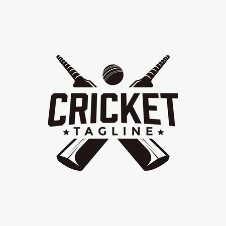 Vintage Cricket logo icon vector on white backgroundのイラスト素材