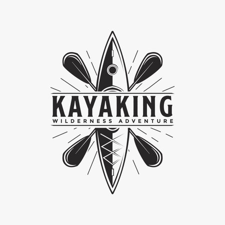 Outdoor adventure kayaking logo vector logo on white backgroundのイラスト素材