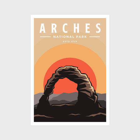 Arches National Park poster vector illustration designのイラスト素材