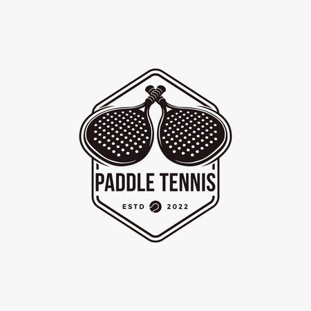 Vintage badge emblem Paddle Tennis logo icon vector on white backgroundのイラスト素材