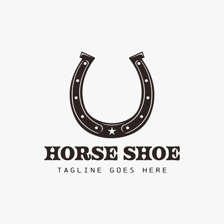 Vintage western country Horse shoe logo vector on white backgroundのイラスト素材