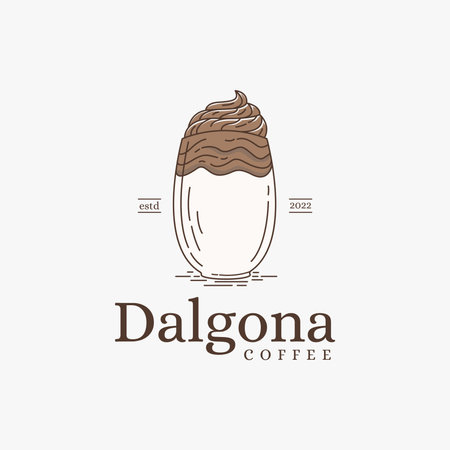 Simple Dalgona coffee logo design on white backgroundのイラスト素材