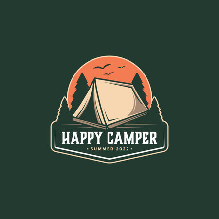 Badge emblem outdoor adventure camping logo vector illustrations templateのイラスト素材