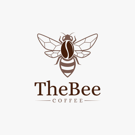 Creative Bee and coffee bean logo icon on white backgroundのイラスト素材