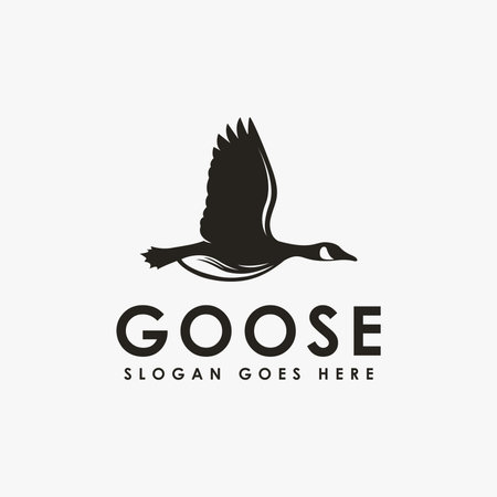 Simple Flying Goose logo icon vector on white backgroundのイラスト素材