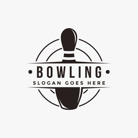 Vintage classic Bowling logo, Bowling club tournament logo vector icon on white backgroundのイラスト素材