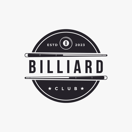 Classic Simple badge billiard logo, billiard club vector design on white backgroundのイラスト素材