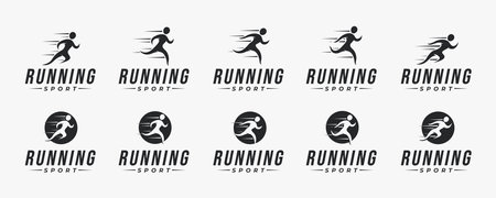 Set of abstract runner, human running logo, run icon vector design on white backgroundのイラスト素材