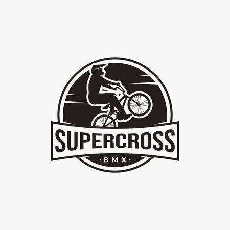 Vintage classic monochrome BMX logo, BMX club vector design on white backgroundのイラスト素材