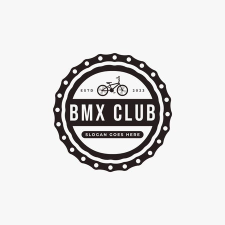 Vintage badge emblem BMX logo, BMX club vector design on white backgroundのイラスト素材