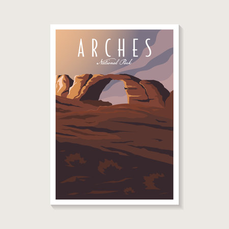 Arches National Park Poster illustration, Canyon poster designのイラスト素材