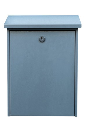 Grey metal outdoor mailbox isolated on a white background. Path saved.の写真素材