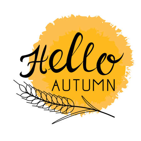 Phrase hello autumn. hand lettering.のイラスト素材