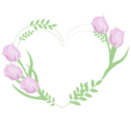 frame with heart shaped flowersのイラスト素材