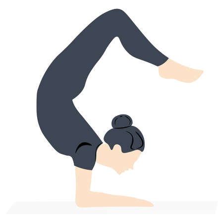 illustration of a girl in black doing yogaのイラスト素材
