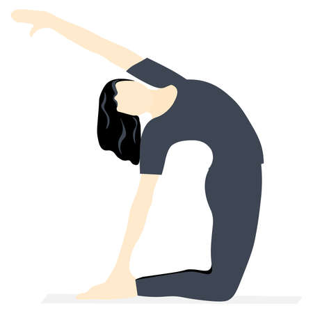 illustration of a girl in black doing yogaのイラスト素材