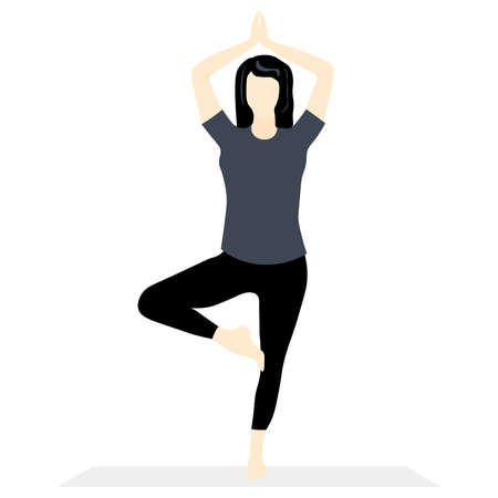 illustration of a girl in black doing yogaのイラスト素材