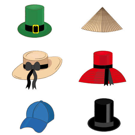 set of multicolored hatsのイラスト素材