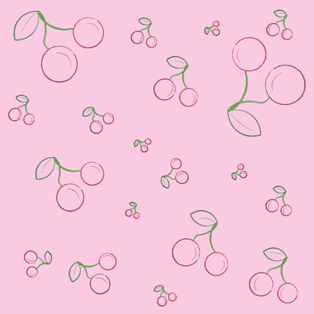 pattern with cherry and leafのイラスト素材