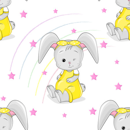 seamless pattern with cute bunnyのイラスト素材