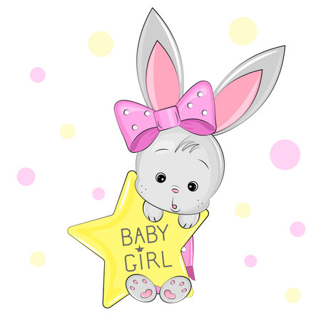 cute bunny girl with a starのイラスト素材