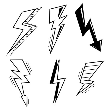 black and white lightning setのイラスト素材