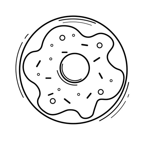 black and white donut illustrationのイラスト素材