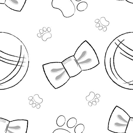 seamless pattern with bows and ballsのイラスト素材